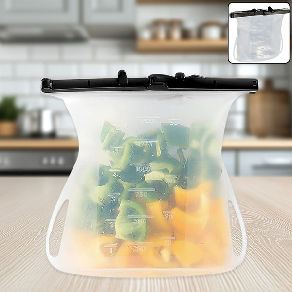 Reusable Silicone Food Bag – Leakproof, Flat Bottom, BPA-Free, Microwave & Dishwasher Safe
