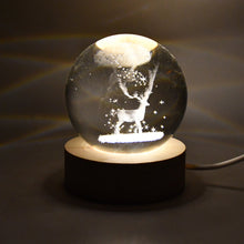 Crystal Ball Night Light Glass Ball Night Lamp with Wood Base