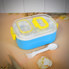 Durable Plastic Lunch Box For Kids With 2 In 1 Spoon Fork (1 Pc)