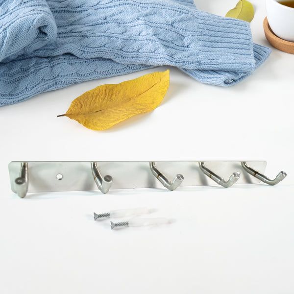 Stainless Steel Wall Mounted Coat 5 Hook Rack (26x3  1 Pc)
