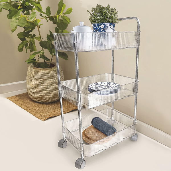 Apex Sapphire 3-layer Multipurpose Storage Trolley With Wheels